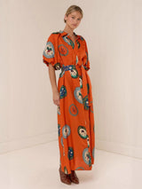 Shirt-Collar A-Line Maxi Dress