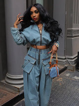 Vintage Geniş Paça Denim İkili Takım