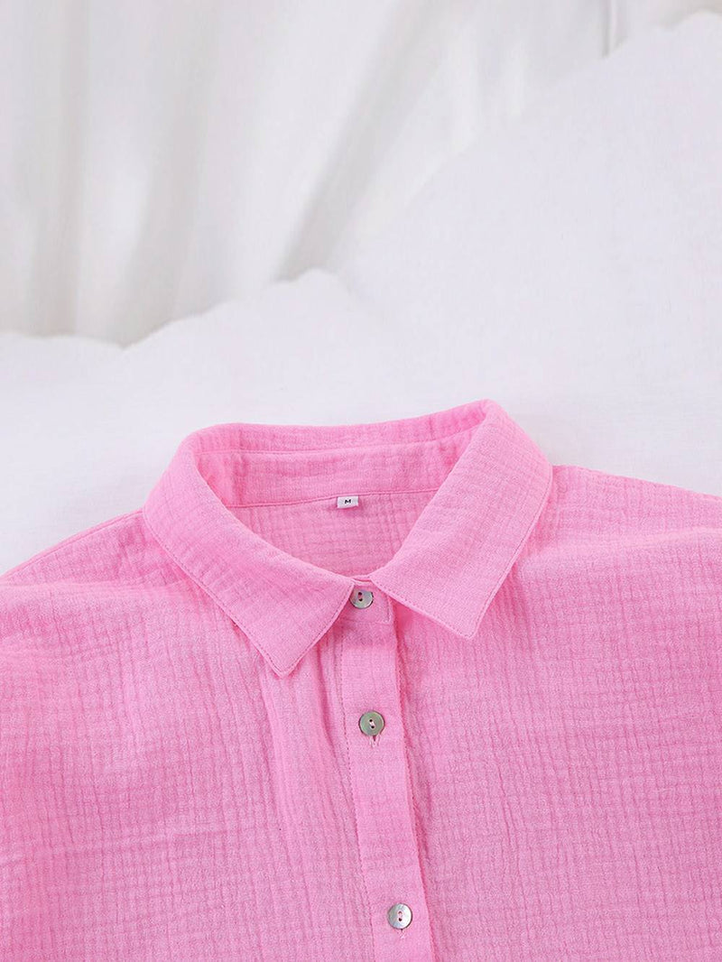 Karmaşık Pamuklu Co-Ord Pembe Şort Takım