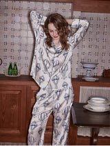 Sıcak Hava Balonu Desenli Uzun Kollu Pijama Takımı - Beyaz