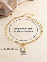 Altın Kaplama Geometrik Kare Kolye