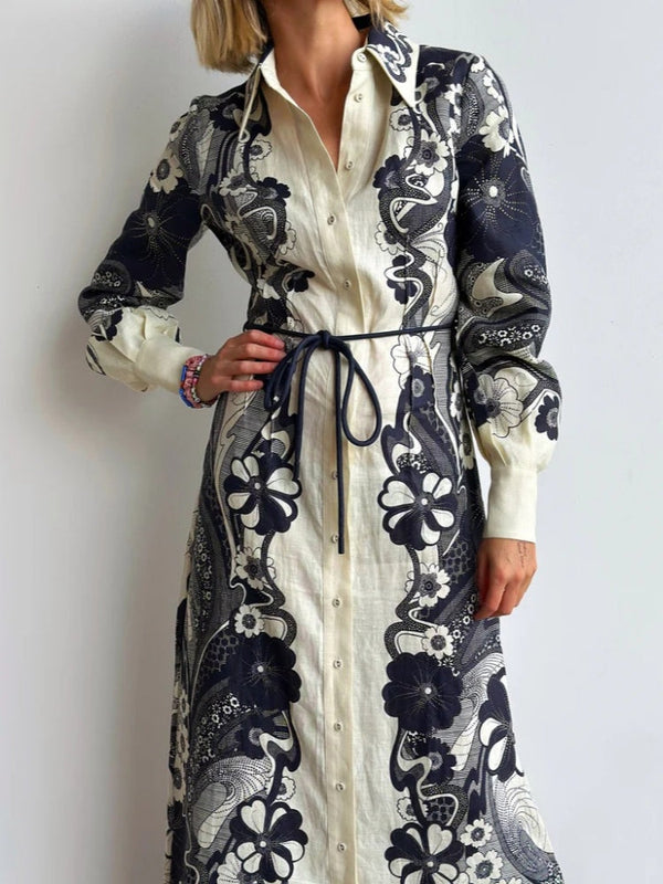 High-Waist Button-Down Dress