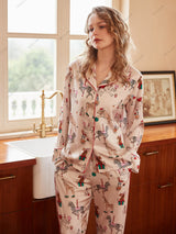 Sirk Desenli Buz İpeği Pijama Ev Giyimi Seti