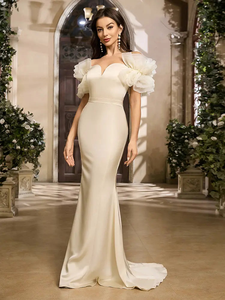 Cazibeli Askısız File Sırt Elbisesi