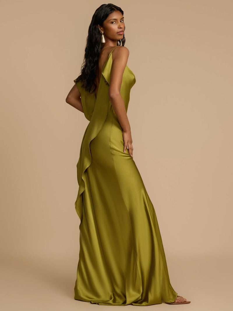 Sexy Elegant Satin Side High Slit Maxi Dress