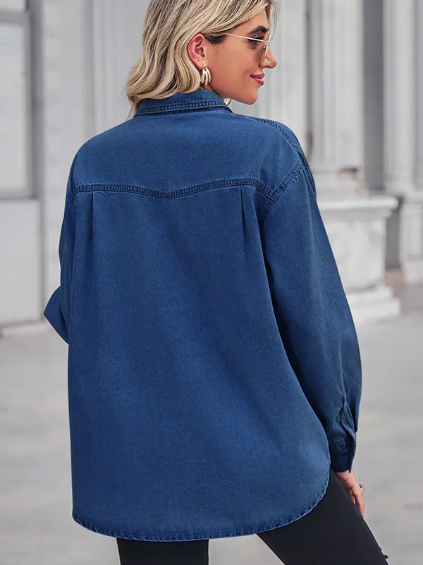 Slim-Fit Açık Yıkama Denim Gömlek