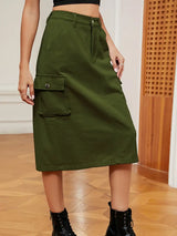 Çok Yönlü Dar Kesim Yıkanmış Kargo Etek