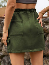 Yaz Kravat Tasarımlı Kot İş Elbisesi