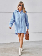 Yıkanmış Denim Fringeli Patchwork Elbise