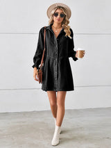 Bol Yıkanmış Patchwork Kot Elbise