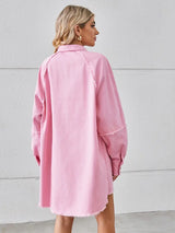 Yıkanmış Denim Fringeli Patchwork Elbise