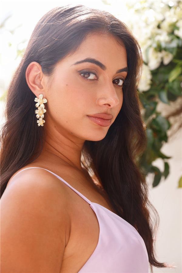 18 Ayar Altın Kaplama Hibiscus Küpe Altın