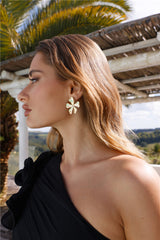 18 Ayar Altın Kaplama Ada Çiçeği Küpe Altın