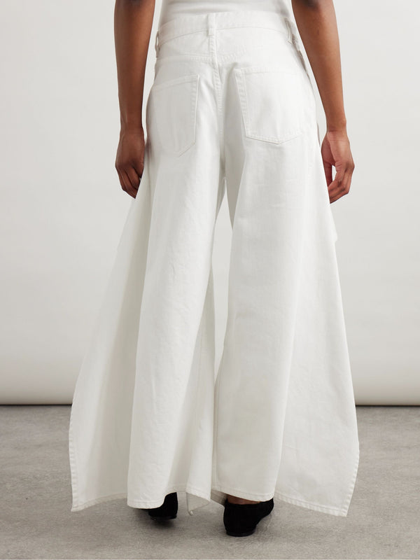 Ruffled Mid-Rise Wide-Leg Jeans