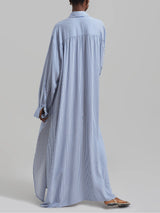 Avery Fluid Shirt Dress - White/Blue Stripe