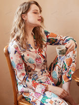 Şirin Kedi Desenli Buz İpeği Uzun Kollu Pijama Takımı