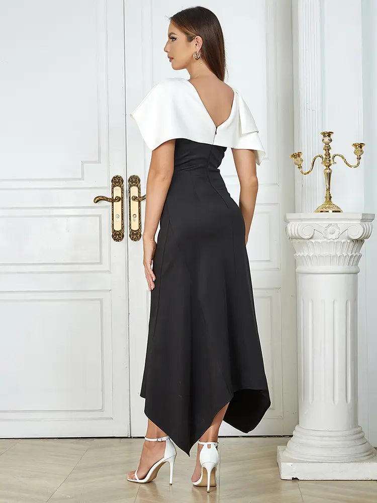 Seksi Siyah & Beyaz Bodycon Elbise