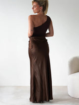 Asymmetric Neckline Sleeveless Dress