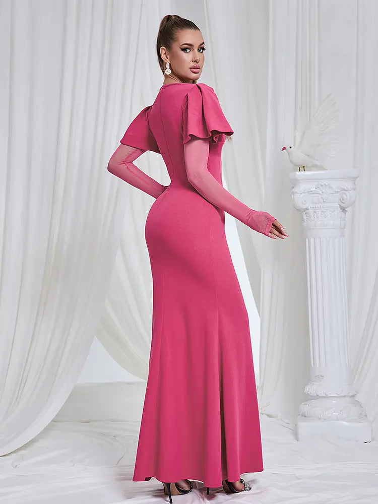 Şık File Uzun Kollu Elbise