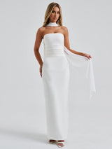 Straplez Dantel Kenarlı Elbise Takımı