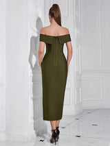 Askısız Yırtmaçlı Bandaj Akşam Elbisesi