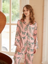 Phoenix Tüyü ve Kelebek Desenli Uzun Kollu Pijama Takımı