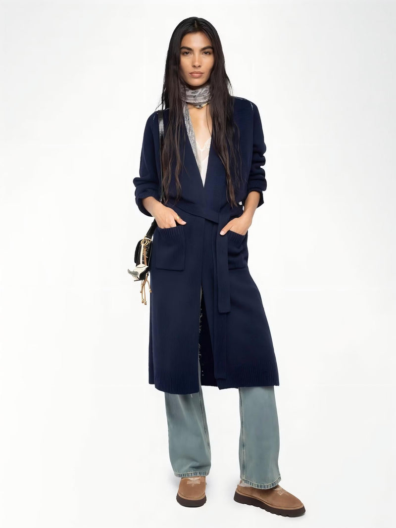 Intarsia Skull Long Cardigan