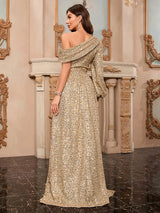 Cazibeli Tek Omuzlu Sıralı Elbise