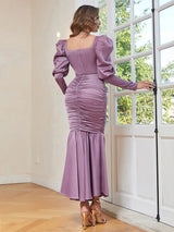 Şık Askısız Volanlı Drapeli Elbise