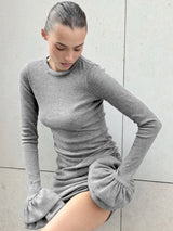 Çift Çan Kollu Mini Elbise