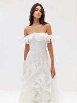 Off - Shoulder Ruffle Gown