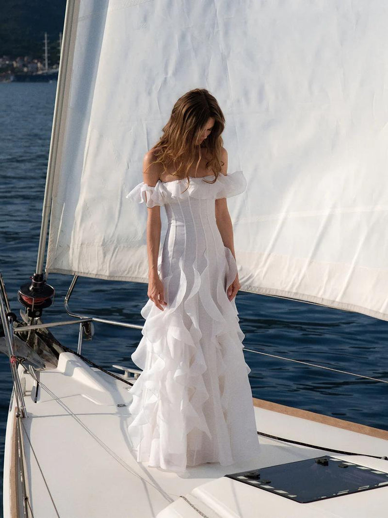 Off - Shoulder Ruffle Gown