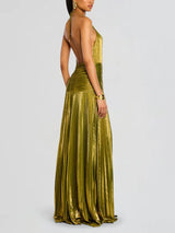 Thalia Metallic Peridot Maxi Dress