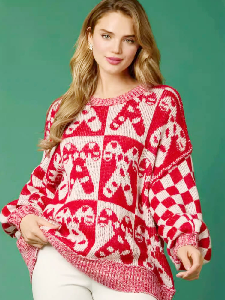 Şeker Kamışı Noel Örgü Kazak