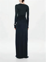 Glacier Asymmetrical Pleats Maxi Dress