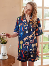 Şirin Çizgi Film Hayvan Desenli Kısa Ev Giyimi Seti