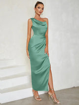 Boş Bel Yırtmaçlı Bodycon Elbise