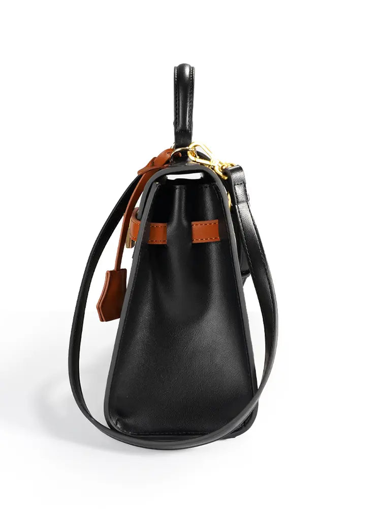 Branded Jacquard Stitch Kelly-Style Shoulder & Top Handle Bag