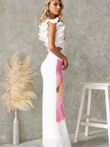 Fashion Print One-shoulder Maxi Dress
