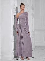 Asimetrik Tek Omuz A-Line Elbise