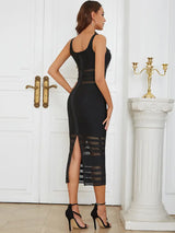 Retro File Askısız Bandaj Elbise