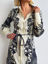 High-Waist Button-Down Dress