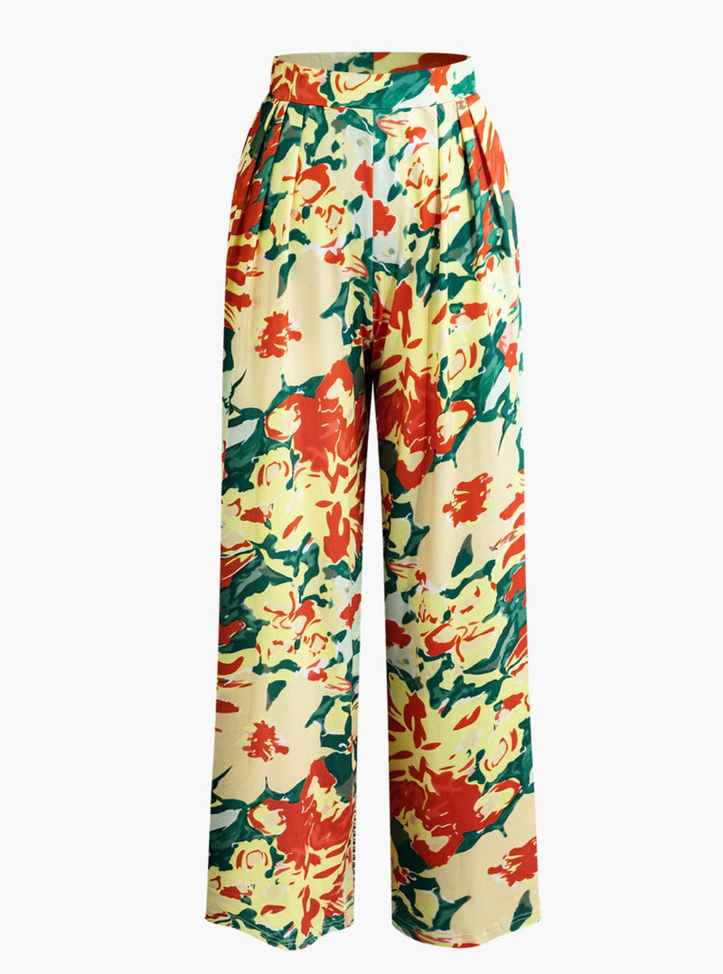 Boyundan Bağlamalı Dantelli Geniş Paça Pantolon Takım