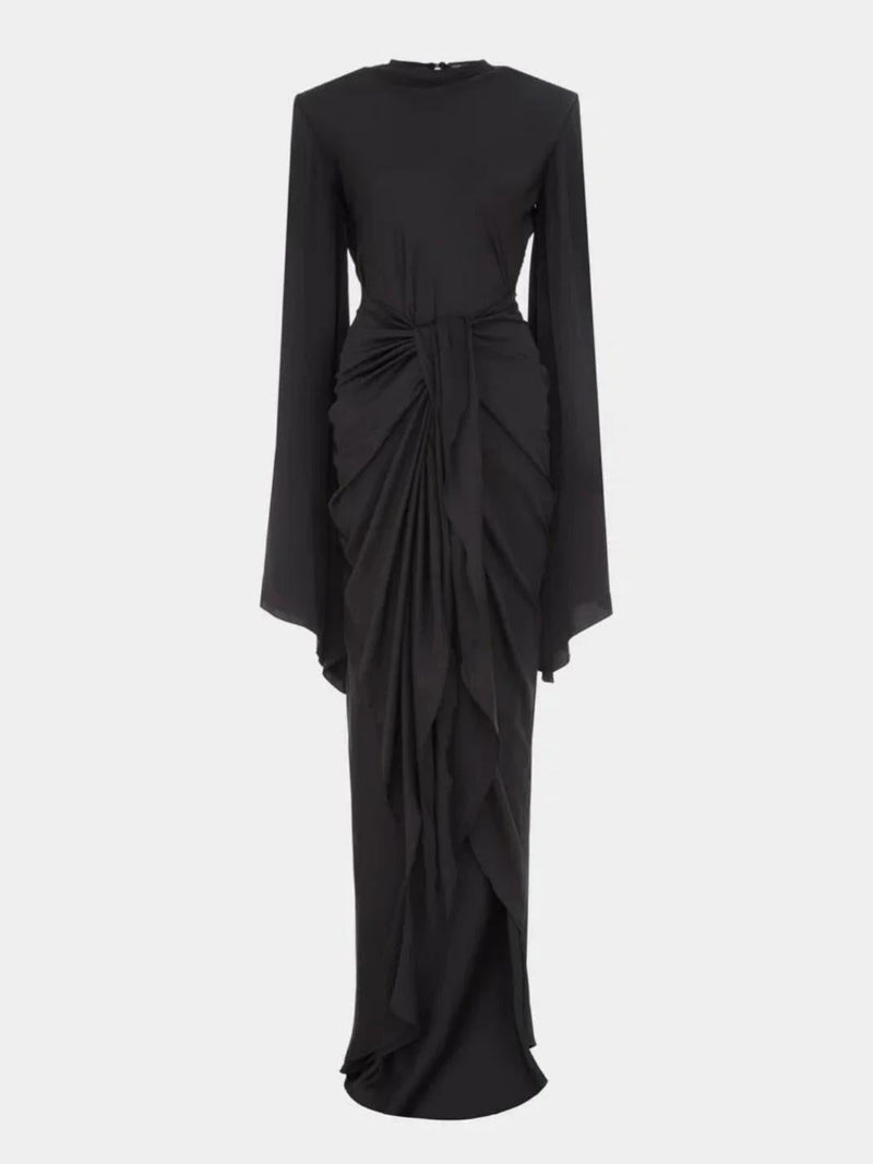 Gothic Style High Neck Dramatic Sleeves Maxi Dress