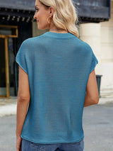 Yuvarlak Yaka Kısa Kollu Triko Süveter