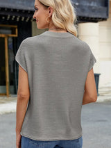 Yuvarlak Yaka Kısa Kollu Triko Süveter