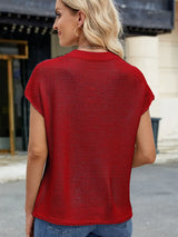 Yuvarlak Yaka Kısa Kollu Triko Süveter