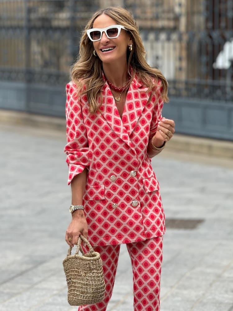 Trendy Baskılı Blazer Pantolon Takımı