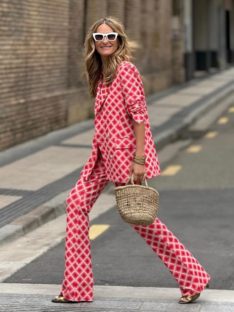 Trendy Baskılı Blazer Pantolon Takımı