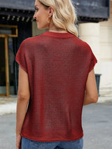 Yuvarlak Yaka Kısa Kollu Triko Süveter